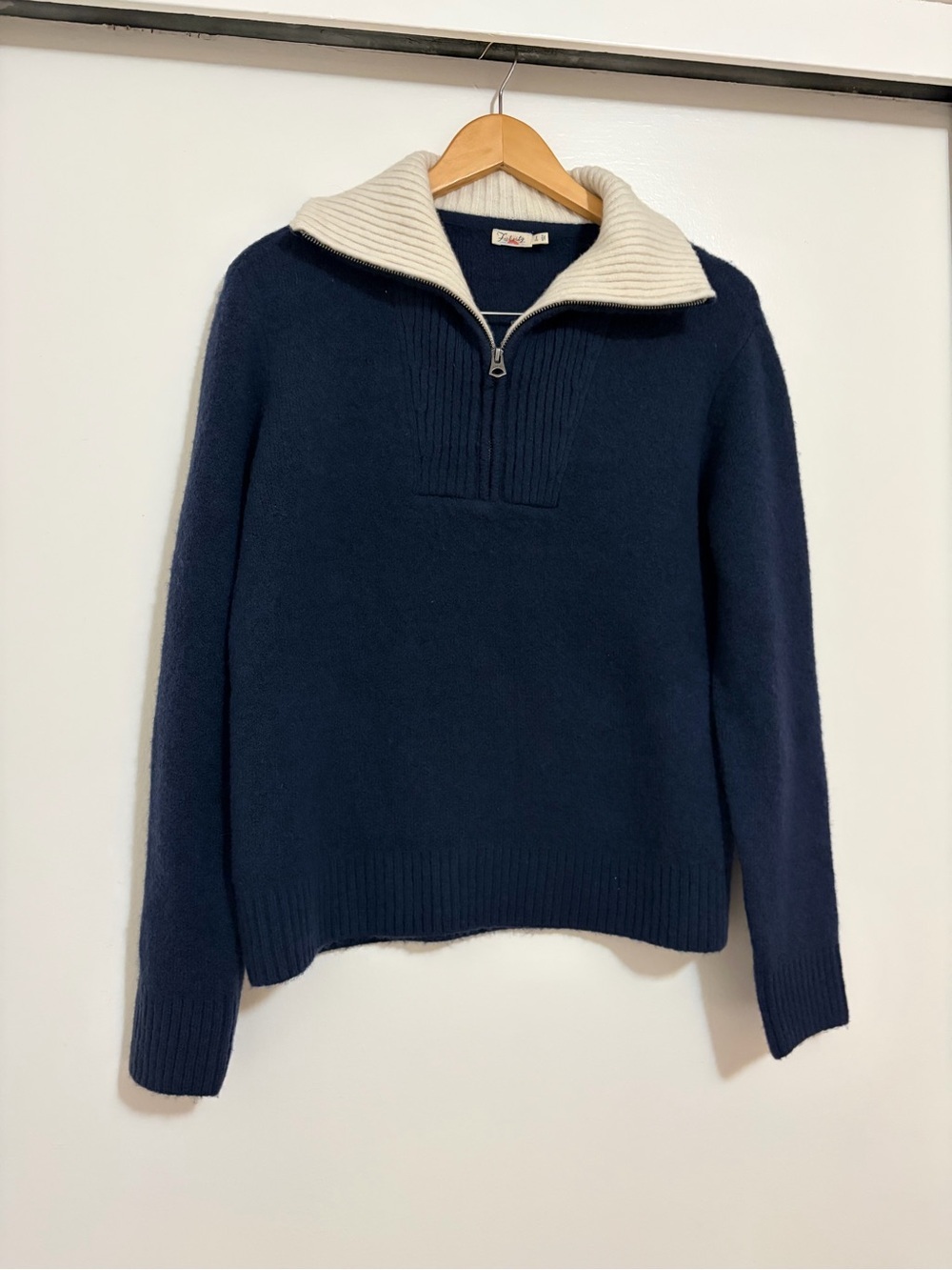 Faherty Saturday Quarter Zip Pullover Sweater Merino Wool & Cashmere Navy - Picture 4 of 9